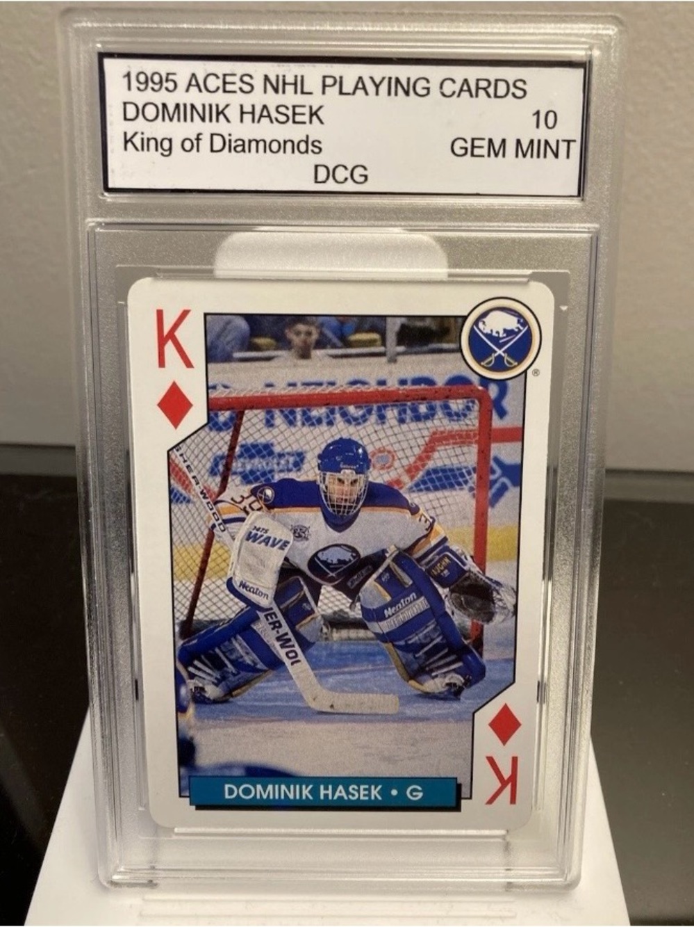 1995 Aces NHL Dominik Hasek King of Diamonds Playing Card - Blue